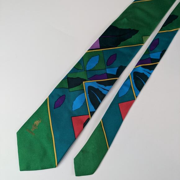 1996 Olympics Mens Necktie Silk Altanta GA Color Block Green Souvenir Official - Picture 3 of 11